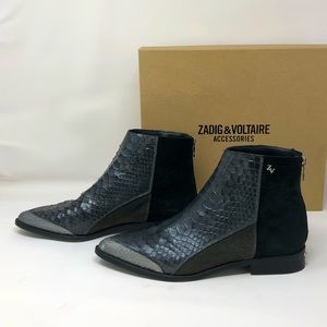 Zadig & Voltaire Snakeskin/Suede Boots